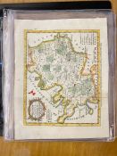 Selection of antique and later maps , some coloured, to include John Ogilby strip maps 'London to