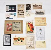 Plastic case containing Belgian stamps, souvenir guides and postcards, mostly early 20th century