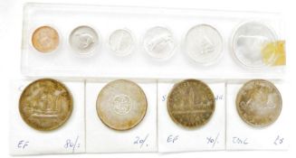 Canadian proof set in plastic sleeve, dollar to 1 cent, some old sellotape marks to outer plastic