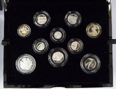 2022 silver proof celebration coin set consisting of 10 coins in Royal Mint box, certificates, all