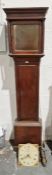 19th century stained oak 30-hour longcase clock, the painted dial with Roman numerals denoting hours