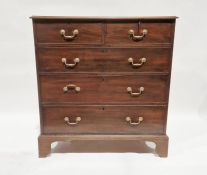 Early 20th century mahogany chest of two short and three long graduated drawers, on bracket feet,