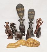 African carved wooden figures and models and other treen items