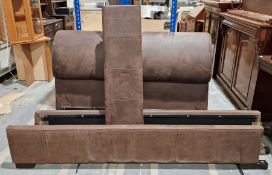Brown leather-effect bedstead for a 4' bed
