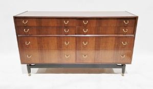 G-Plan Ernest Gomme 'Tola' dark stained and ebonised sideboard having four short drawers above