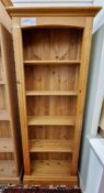Pine five-tier open bookcase, 168.5cm high x 66cm wide x 25.5cm deep