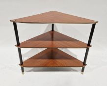 Mid to late 20th century veneered three-tier whatnot, 65cm high x 75cm wide x 41cm deep
