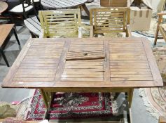 Wooden garden table and two wooden garden chairs (3)