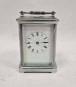 White metal five-glass carriage clock with brass two plate movement, 14cm