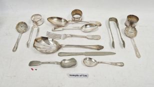 Quantity of assorted plated flatware, napkin rings, etc (1 box)