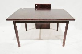 Asko rectangular stained dining table with extension top on side with label to underside, 73cm