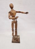 Large wooden artist's mannequin, jointed , 69cm high Condition ReportThis item is in used/ paint