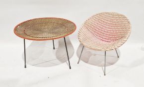 Mid 20th century bucket chair and a circular cane occasional table (2) Condition ReportChair has