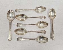 Matched set of six Victorian tablespoons, London, various dates, 10.5ozt approx. and a silver-plated