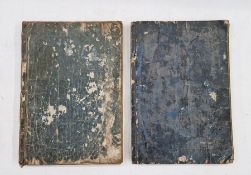 Two Japanese woodblock painting books, one with Japanese characters, script and flowers, the other