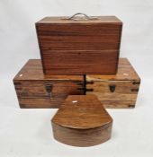 Assortment of wooden boxes, to include two metal bound example and a sextant box, the largest