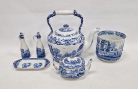 Spode 'Italian' pattern large teapot, 30cm high, another Spode teapot, a Spode 'Italian'