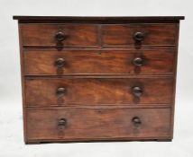 Victorian mahogany chest of two short and three long graduated drawers, all with cockbead borders