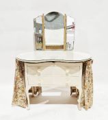 20th century white painted kidney-shaped mirror-back dressing chest of two drawers, on cabriole