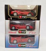 Three boxed Burago 1/18 scale diecast model cars to include cod.3039 Ferrari 348tb (1989), cod.