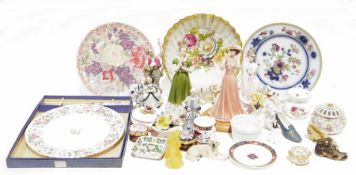 Large Wedgwood Blue Jasperware cheese dome, a Royal Worcester 'Fragrance' figurine, two