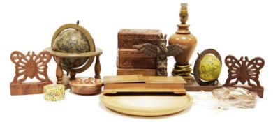 Box of treen and vintage maps (1 box)