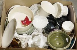 White glazed Wedgwood urn-shaped vase, a set of six Royal Doulton 'Minerva' cups and saucers and