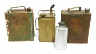 1950's Esso blue paraffin can, two further vintage petrol cans and a Regaid can (4)