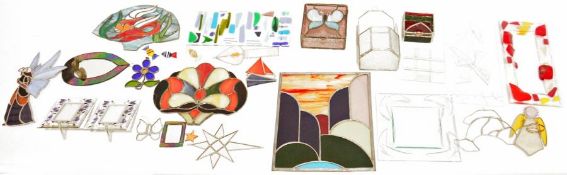 Small quantity of stained glass to include wall hangings, boxes, etc. (1 box)