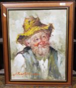 Ethel Lausouie(?) (20th century)  Oil on canvas Head and shoulders portrait of elderly gentleman
