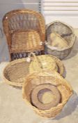 Small quantity of wicker items to include baskets and a chair (7)