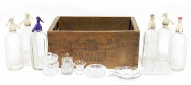 Six vintage soda syphons to include examples by Wm. Hay & Sons Aberdeen, Britvic, Strathmore Springs