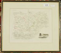 Map of South Eastern France, framed and glazed, 22cm x 27cm
