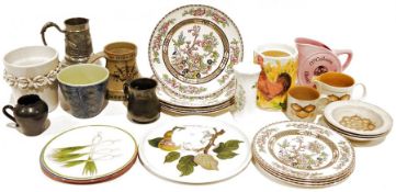 Frieling Zinn pewter jug with embossed decoration of stag and deer in landscape, a Portmeirion '