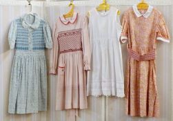 Hand smocked dresses, ages 5 and 6, made by Daisy Chain of Norfolk in the late 1970's, Liberty print