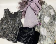 A Beatrice von Treskow black satin jacket with bold reveres in gold and black design, a black