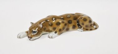 Rosenthal porcelain model of a leopard, factory stamp to base, model number H1097, length