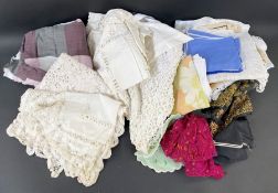 Quantity of table linens to include drawn thread, embroidered and other tablecloths, napkins, etc.