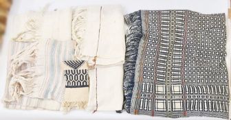 Heavy woven panel with geometric square and rectangular panel design, red and yellow highlights with