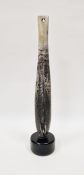 Peter Hayes (b.1946) a raku fired 'Bow Form' sculpture mounted on circular plinth base, signed to