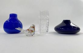 Frank Thrower for Dartington 'nipple' vase, 15cm high, a blue glass vase signed indistinctly to