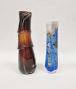 Pauline Solven (b.1943) art glass vase with blue and orange trail and white ground, signed, numbered