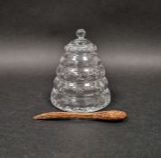 William Yeoward 'Buzzy' crystal honey jar in the form of a beehive with cut bee decoration and