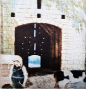 T. Olive Limited edition etching in shades of brown and blue 'Big Barn', 2/30, signed, dated and