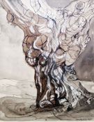 Sophie MacMillan (British, contemporary) Pen, ink and oil pastel 'Sycamore, Shropshire', signed