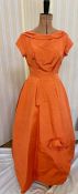 Various vintage 1950's and later dresses to include an orange ribbed satin ball gown stiff