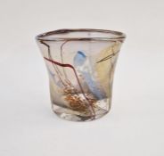 Sam Herman (1936-2020) art glass iridescent vase of ovoid form, with silvered rim multi-colour