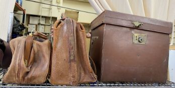 Black moleskin top hat by Gieves Limited (little worn on top and under a rim), a grey top hat by