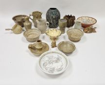 A small quantity of studio pottery to include an Upsala Ekeby, Sweden, studio pottery vase by Mari