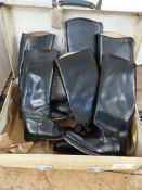 Three pairs of black leather riding boots - Regent ladies size 5, pair gents size 10 and a pair '